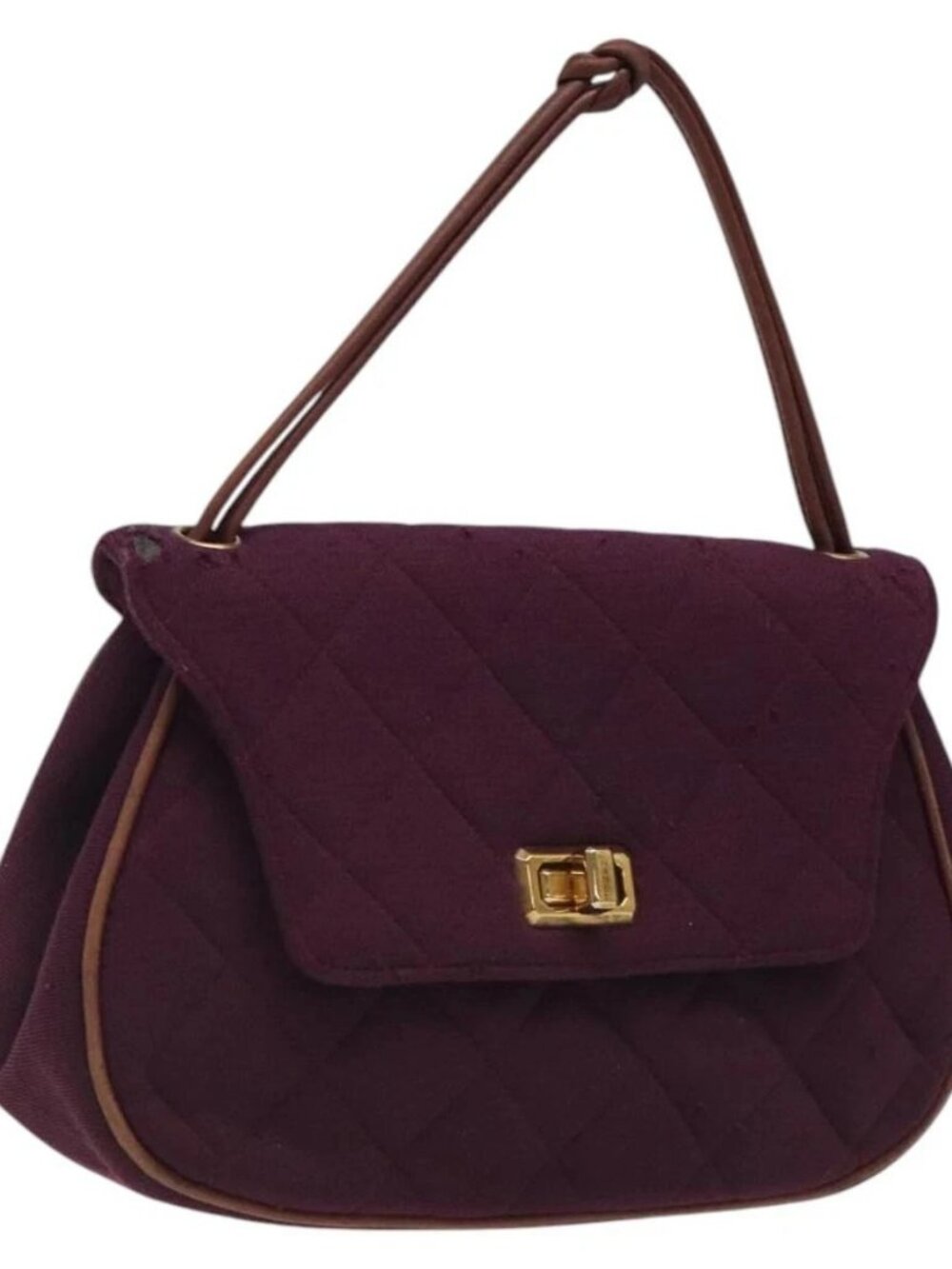 CHANEL Matelasse Hand Bag Cotton Purple CC Auth BD1572